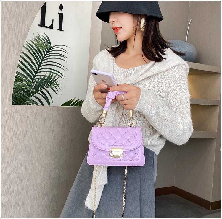 2024秋季新款时尚链条包包女斜挎包小方包简约菱格腋下包单肩包详情25