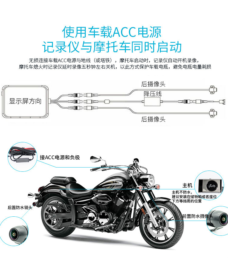 Cross-border motorcycle dashcam with dual-lens front and rear dual recording, motorcycle, electric bike and electric bike riding video recorder pic 11