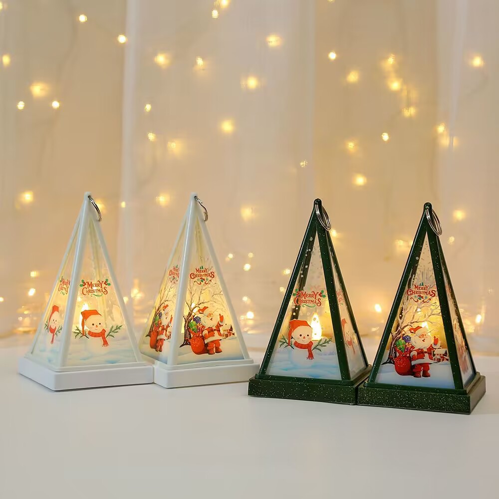 New Christmas decorations: Hand-held triangular wind lamps, night lights, pendants, LED electronic candles, candlestick lights pic 7