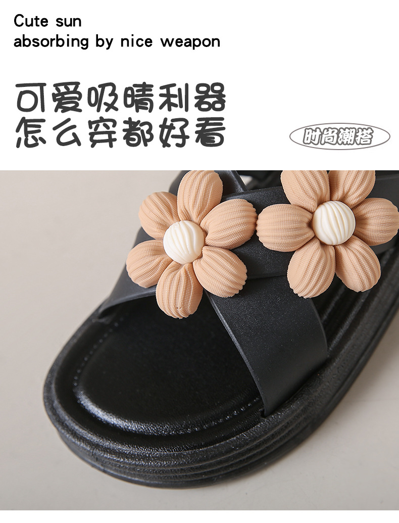 罗马花拖鞋女新款夏季百搭女士平底防滑厚底外穿学生时装沙滩凉拖详情13