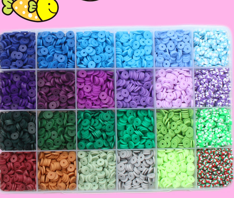 软陶片串珠单色6mm 首饰制作DIY手链项链饰品配件24格软陶片盒装详情10