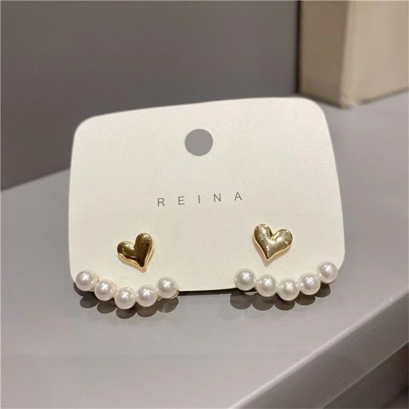 The S925 silver needle, a niche design, pearl heart-shaped stud earrings from Dongdaemun, South Korea, are trendy and versatile pic 50