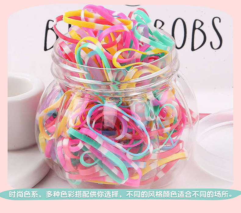 Wholesale of hair tie and hair band accessories, disposable rubber bands with a Korean style for girls to tie their hair, colorful small rubber bands pic 10