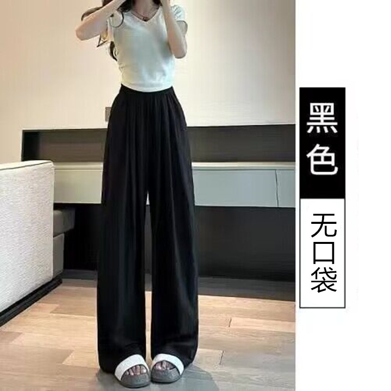 慵懒风褶皱禅意女裤冰丝阔腿裤女夏季高腰垂感薄款山本直筒裤详情21