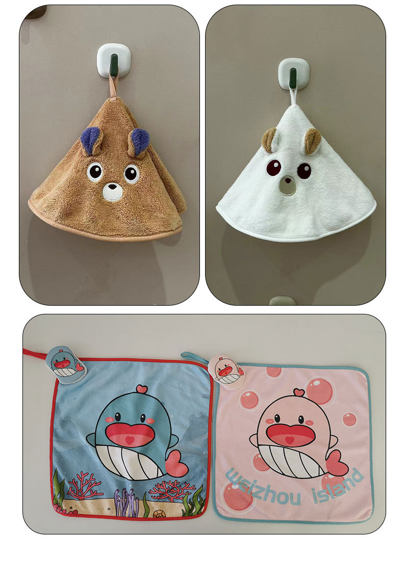 Kanglewu customizes cartoon animal coral fleece hanging hand towels, hand towels and hand cloths that can be hung pic 7