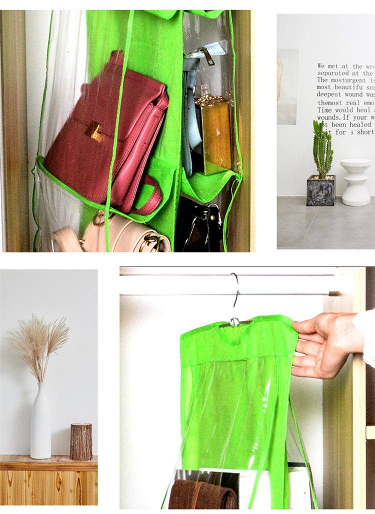 Double-sided six-layer bag, hanging bag, handbag, storage and organization bag, hanging multi-layer transparent dust-proof bag, available in multiple colors pic 8