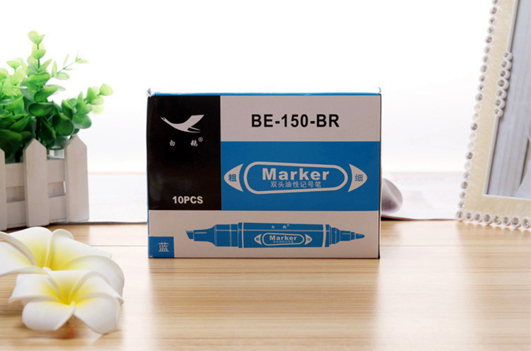 White Goose Quick-drying double-headed marker pen, large black colored outlining pen, large head pen, oil-based marker pen, logistics drawing pic 10