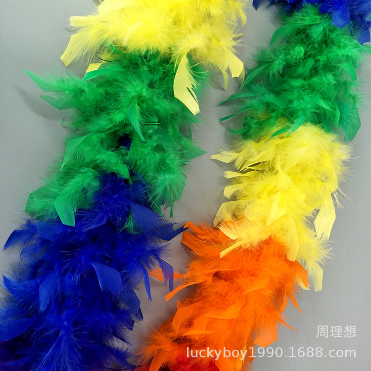 Factory wholesale Turkey feather strips, ball, festival, wedding mixed color feather scarves, seven-color firepiece wool strips pic 32