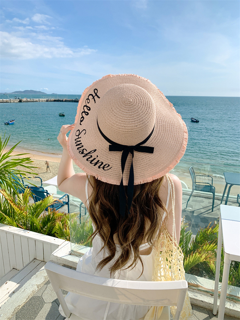 加大帽檐时尚遮阳帽子女士夏季休闲百搭字母防晒太阳帽韩版潮盆帽详情6