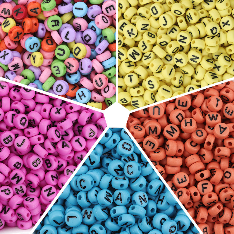 亚克力彩色英文字母珠透明糖果色扁圆字母珠diy手工手链散珠配件详情5