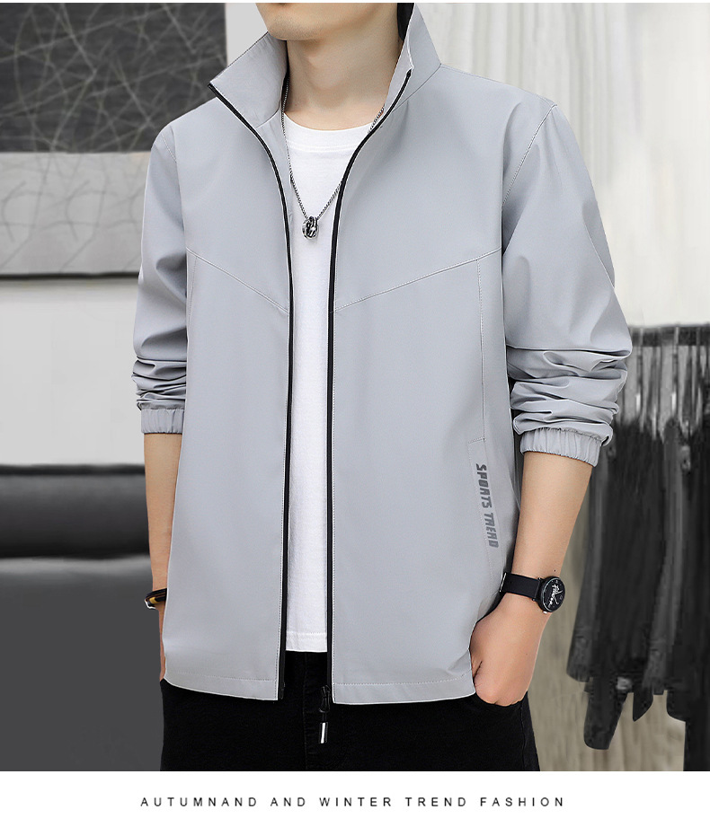 秋冬加绒加厚夹克男立领休闲商务男士好搭外套男大码运动户外男装详情19