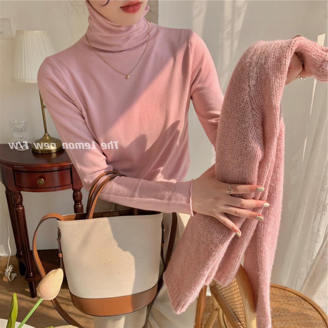 秋冬新款女装高领卷边打底衫糖果色修身保暖基础款仿羊绒衫毛衣女详情46