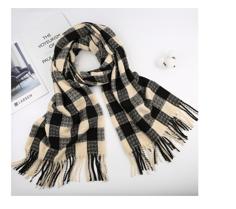 British-style bright red cashmere scarf, selected wool baba checkered warm scarf, thick shawl for men and women, parent-child style pic 17