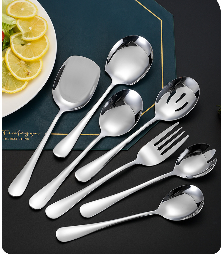Stainless steel tableware, public spoons, household thickened long-handled serving spoons, restaurant buffet serving spoons, large serving spoons, hotel pic 19