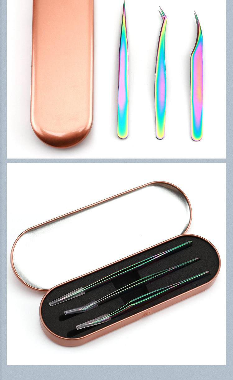 Eyelash extension tools, eyelash applicators use clips to plant false eyelashes, golden feather clips, flowering tweezers set, factory stock available pic 10