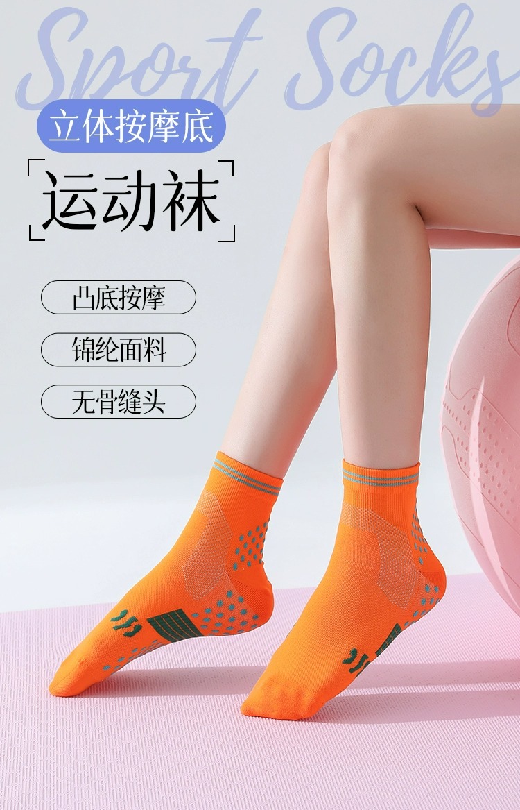 专业中筒运动篮球防滑跑步锦纶无骨缝头羽毛球网球瑜伽袜子大码女详情1