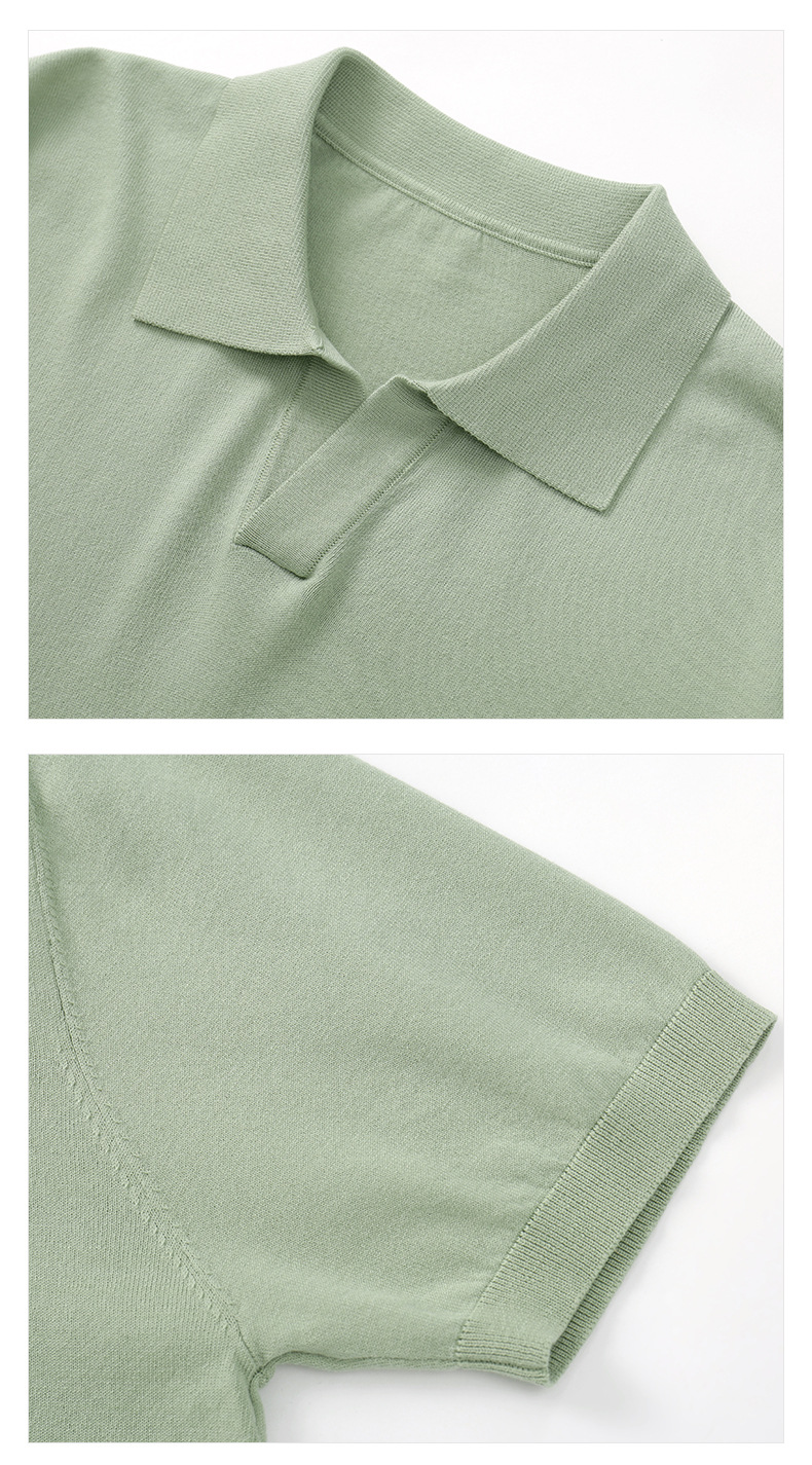 APO男装|简约针织短袖t恤男士2024夏季新款纯色设计垂感POLO衫男详情40