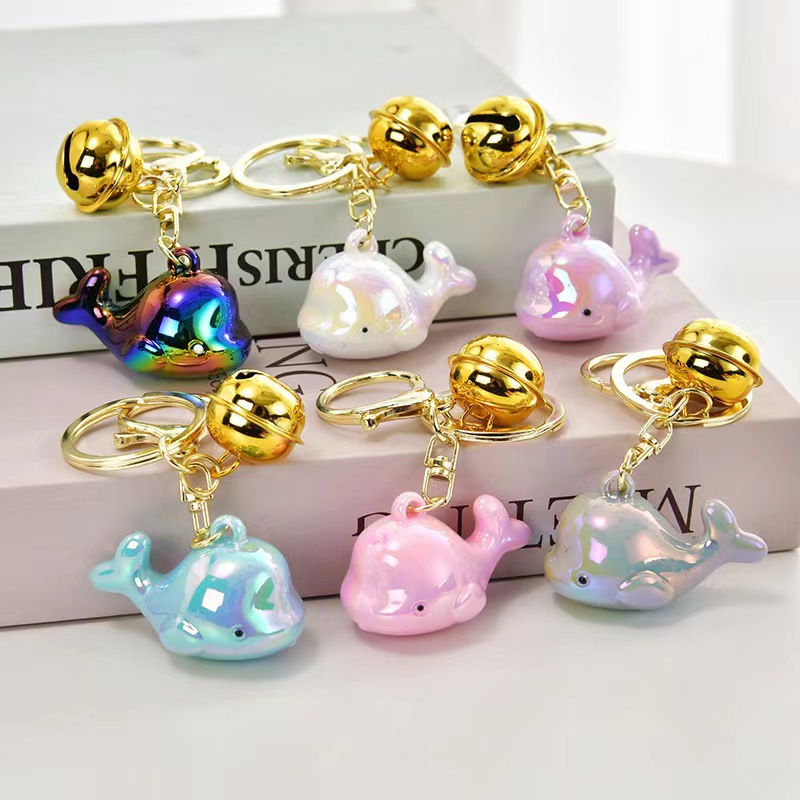 可爱炫彩鲸鱼卡通匙扣镀彩亚克力钥匙链书包挂件情侣小礼品包配饰详情2