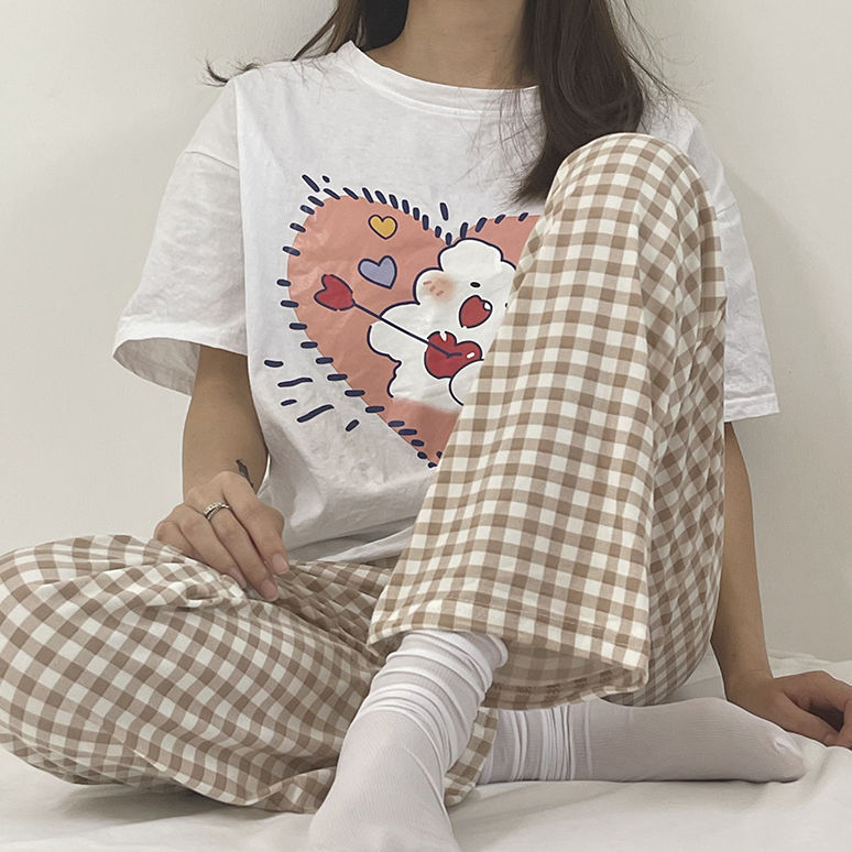 遛弯裤卡通睡裤女春秋新款居家可爱印花宽松休闲夏季空调防蚊长裤详情36