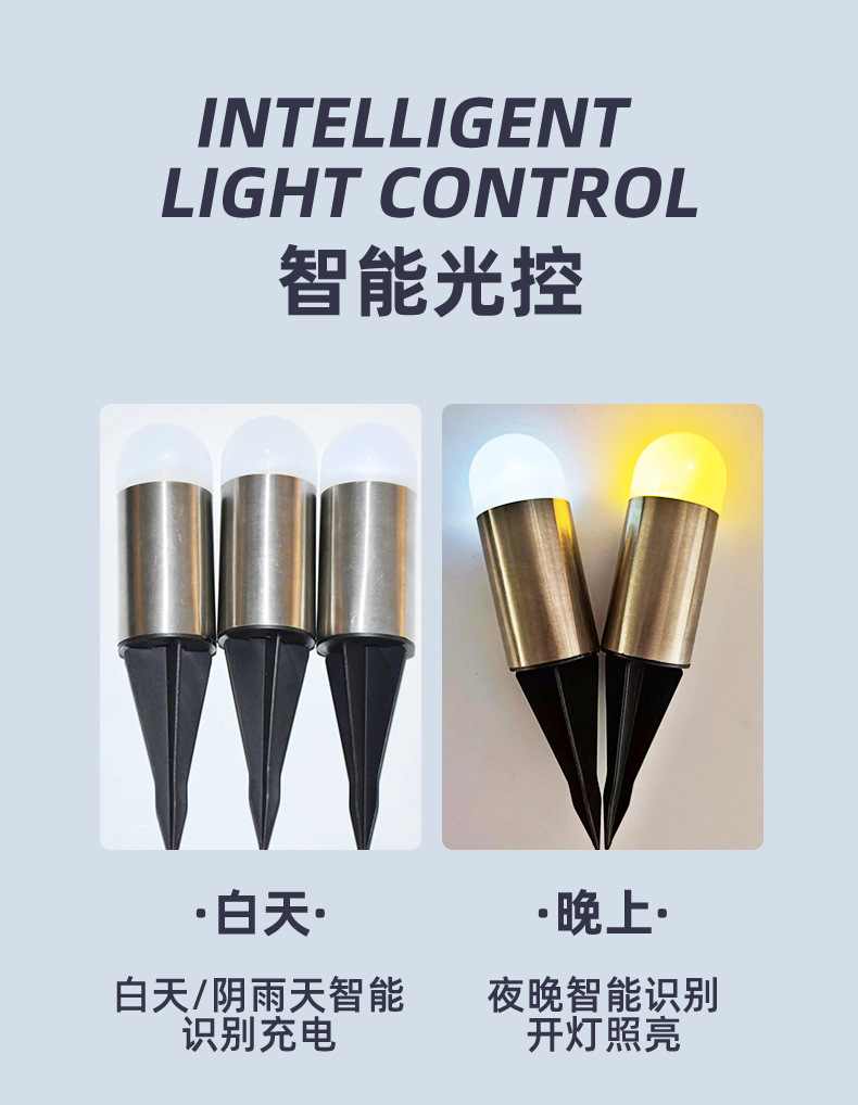 New solar lawn lamp, outdoor garden park decoration, courtyard atmosphere solar column head lamp pic 4