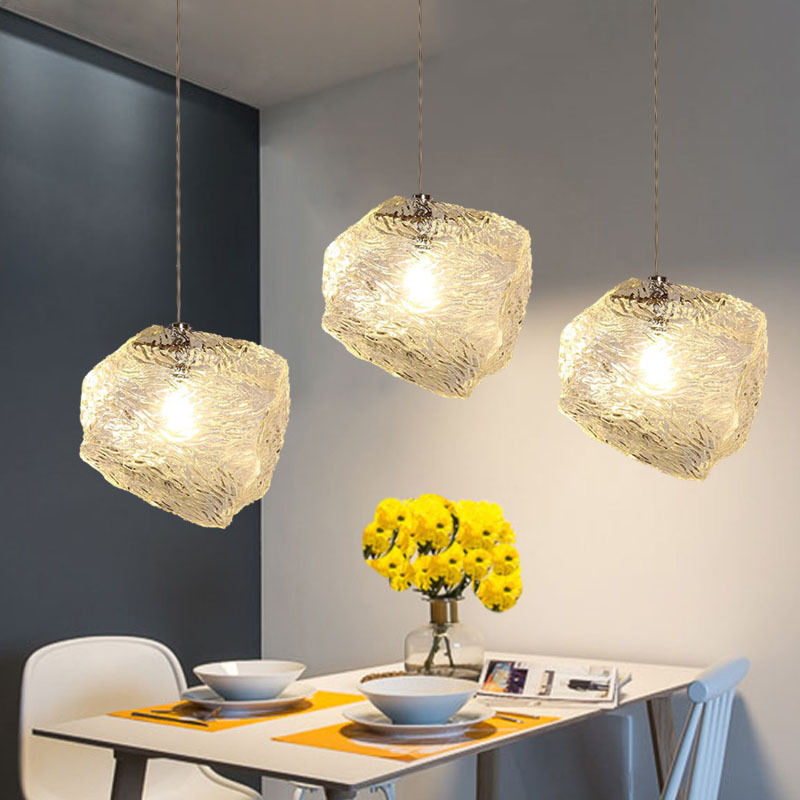 Corridor light, ice cube stone chandelier, dining room light, bar table lamp, dining table chandelier, bedroom light, creative natural lamp, glass lamp pic 1