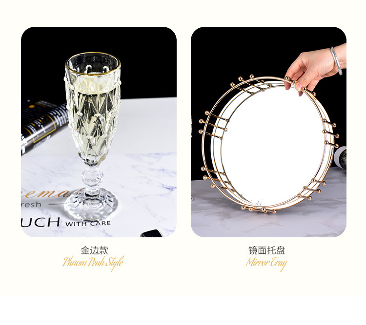 厂家批发透明玻璃果汁杯 机压印花加厚复古菱形花纹红酒香槟杯详情15