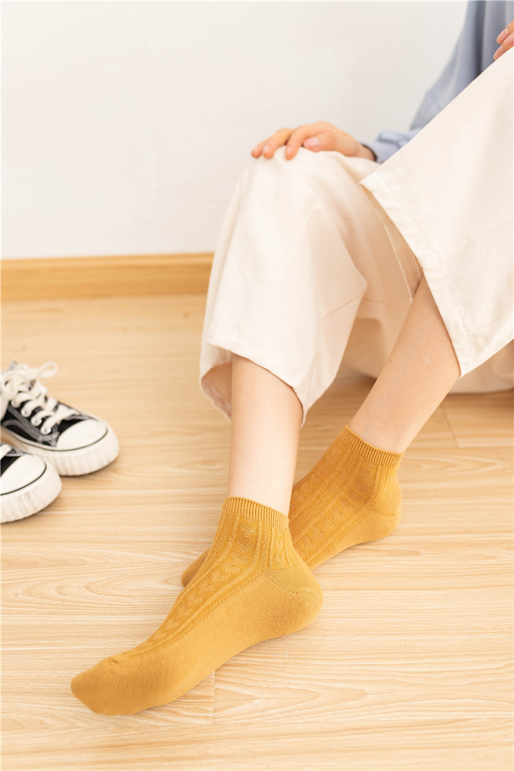 双针女士船袜 纯色日韩系学院风浅口女袜子全棉纯色百搭低帮棉袜详情19