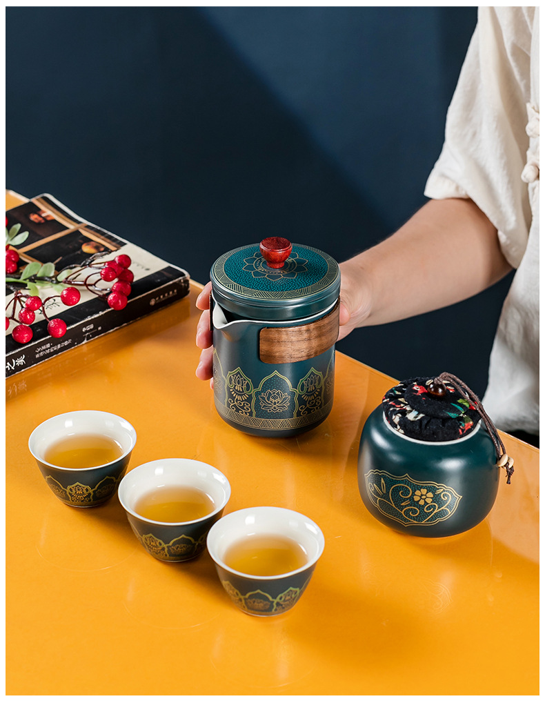 Simple travel tea set, portable outdoor kung Fu tea set, ceramic tea set, business quick customer cup gift pic 25