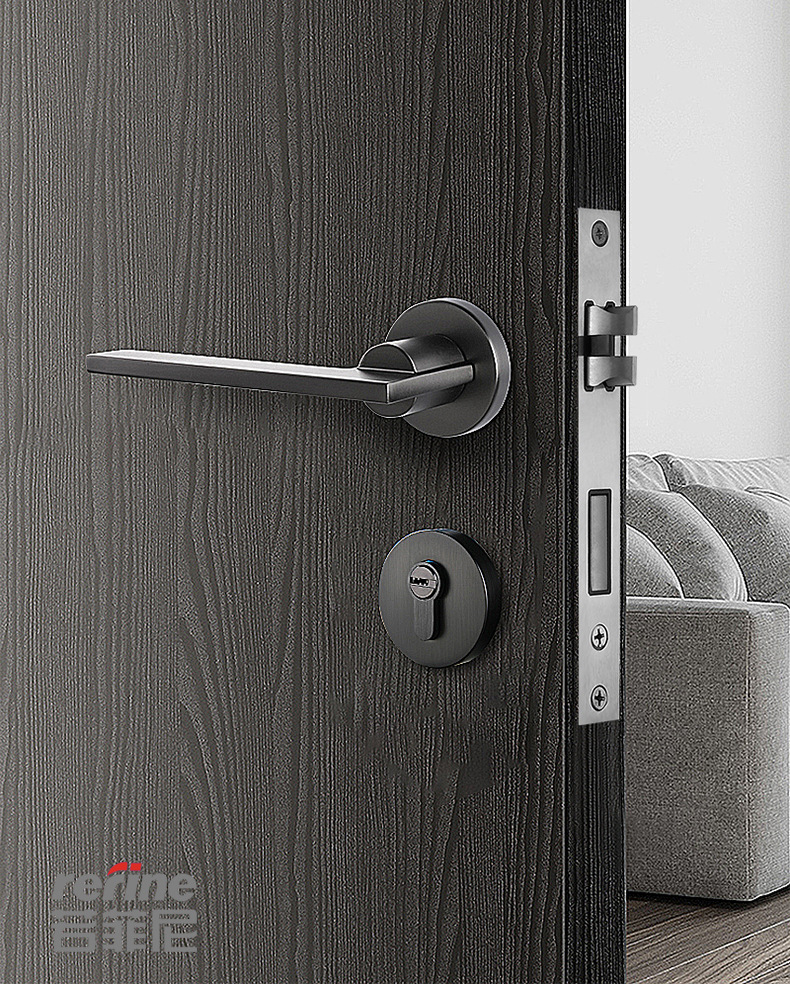 若菲尼 XX品牌 镍拉丝直角锁扣极简现代磁吸静音室内木门锁具卧室房门锁卫生间分体锁把手 锁具配件详情4