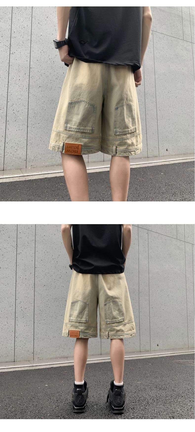 美式高街倒装牛仔短裤男夏季薄款小众设计感痞帅宽松休闲五分裤子详情17