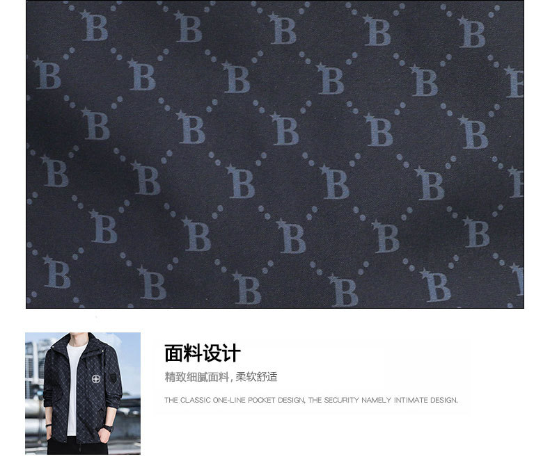 春秋季时尚潮牌印花户外休闲防风防水冲锋衣男士百搭帅气连帽夹克 pic 32