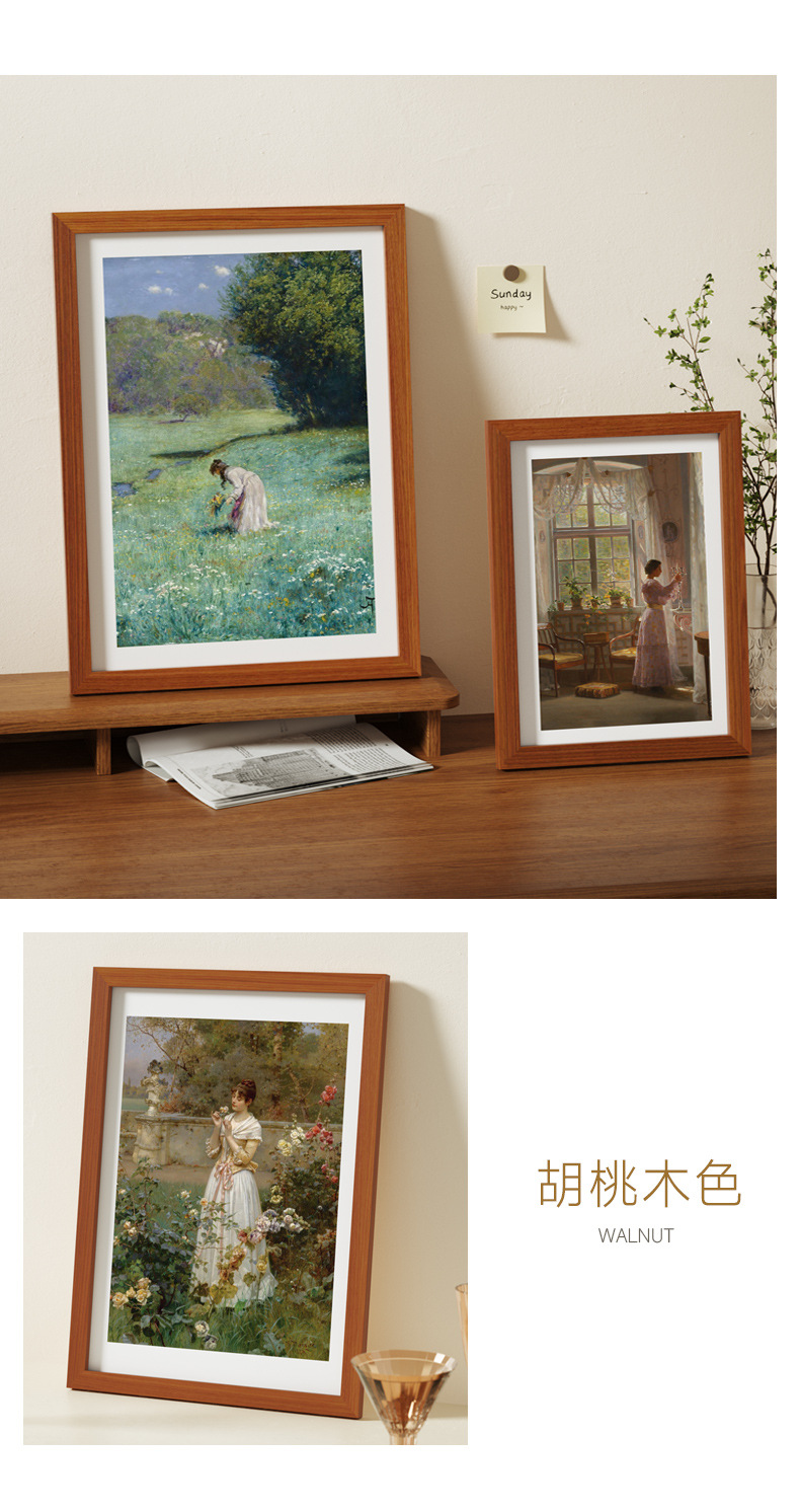 A 6-inch wooden photo frame stand for wall mounting, A3, A4 paper picture frame, 4-page, self-mounted large-sized oil painting frame, 12 inches pic 14