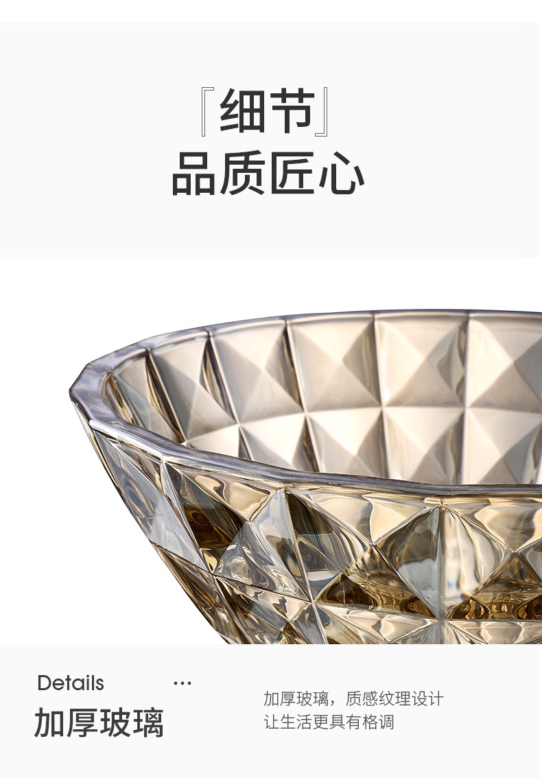 宇行玻璃水晶玻璃果盘米饭碗沙拉甜品碗透明碗圆形碗凉菜小吃水果酒吧果斗详情19