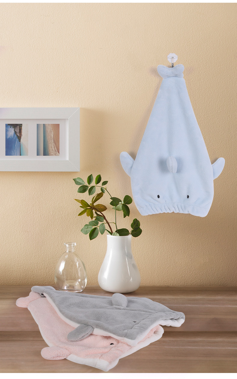 Cartoon cute animal shark coral velvet dry hair cap, Kanglehouse thickened absorbent creative dry hair towel wholesale pic 6