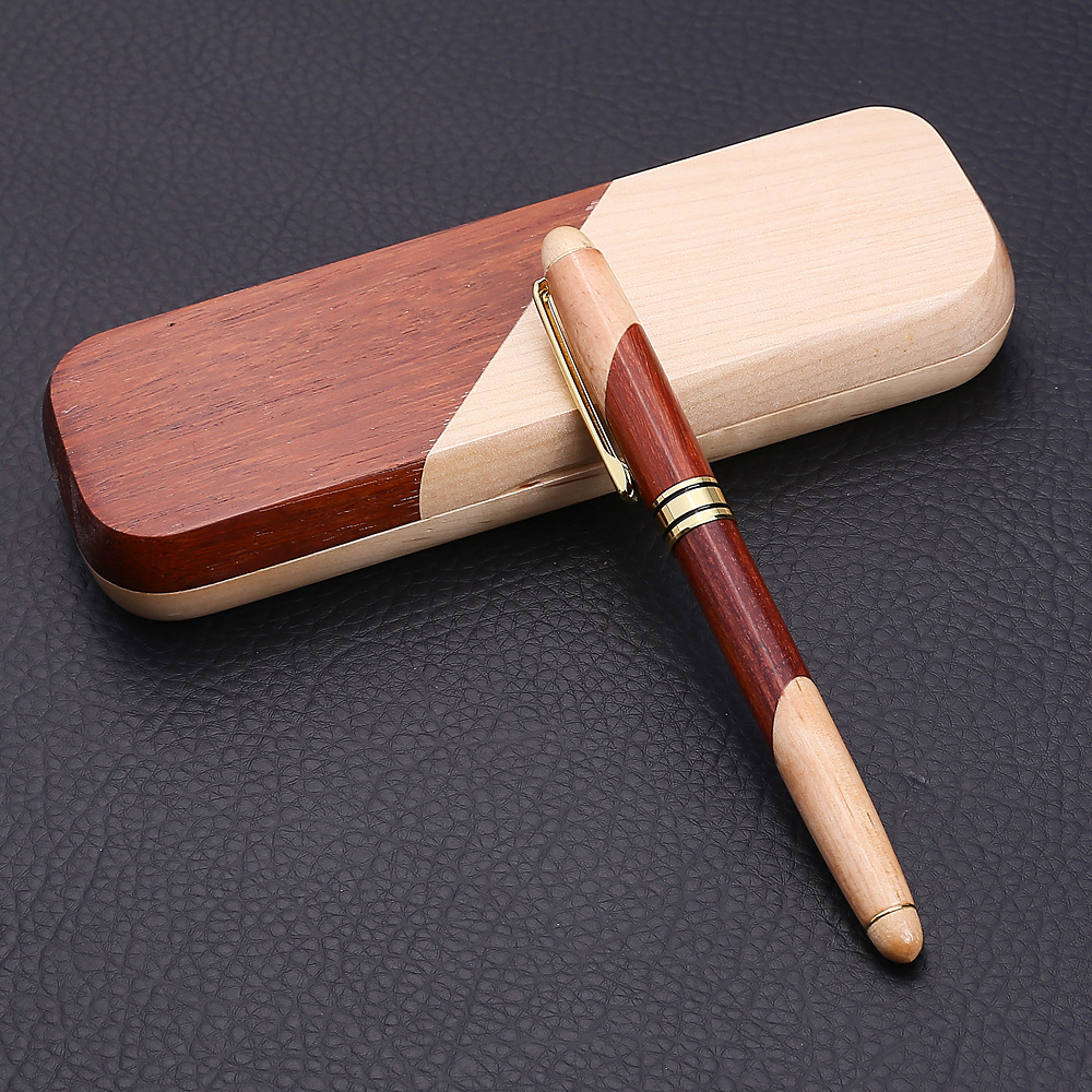 The wooden pen set in a wooden box is a practical gift for school and company employees. The wooden pen LOGO is in stock pic 6