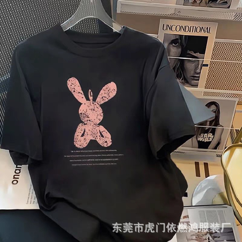 国潮短袖t恤女新款韩版宽松百搭半袖洋气上衣女士夏季短袖外贸货源详情6