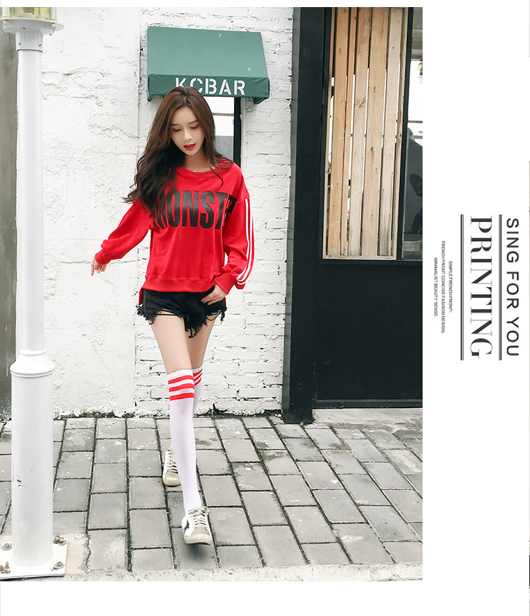 Velvet loose Korean-style hoodie for women, long-sleeved, lettered, laid-back style bf Harajuku jacket top pic 32