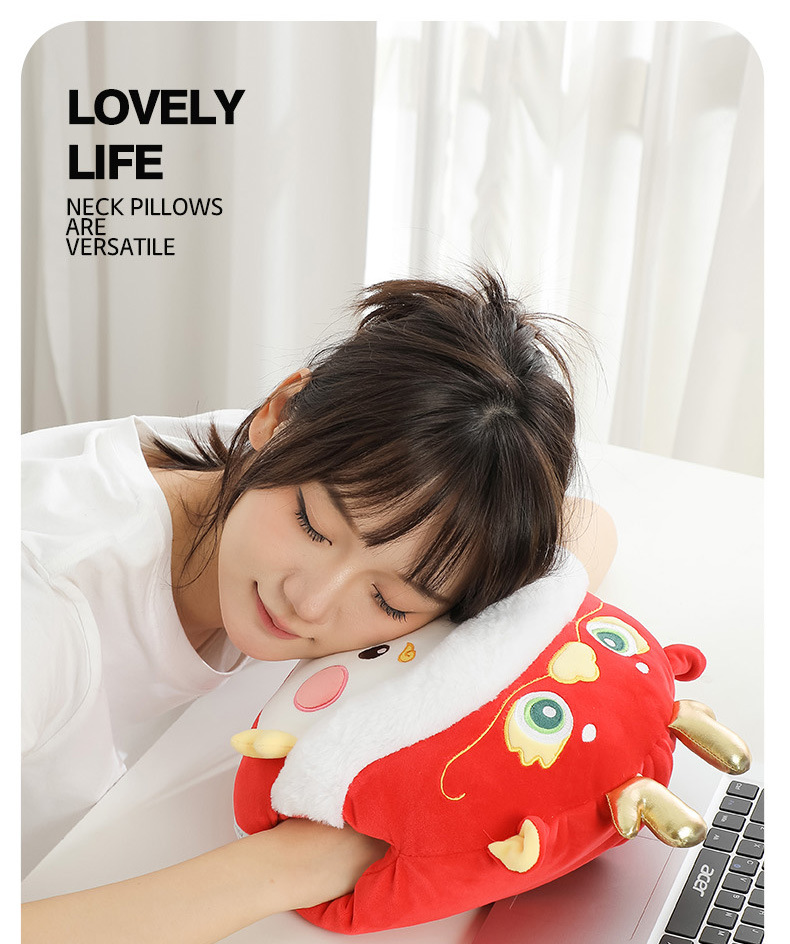 龙年吉祥物暖手捂抱枕毯二合一新年礼物多功能抱枕被公司年会礼品详情17