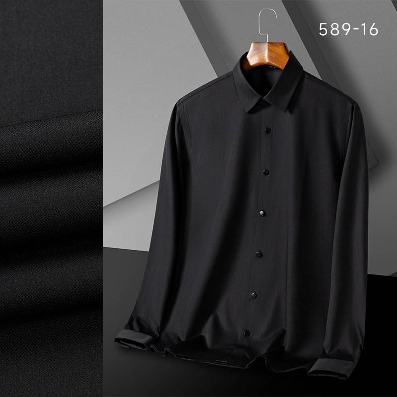 高级感男士衬衫 无痕嵌条一体式男衬衫长袖 纯色白色商务职业衬衣详情25