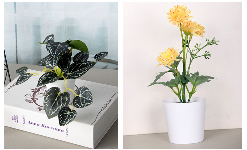 Cross-border home decoration mini plastic potted plant combination Pu turtle-back bamboo green plant sweet potato leaf artificial flower simulation potted plant pic 45