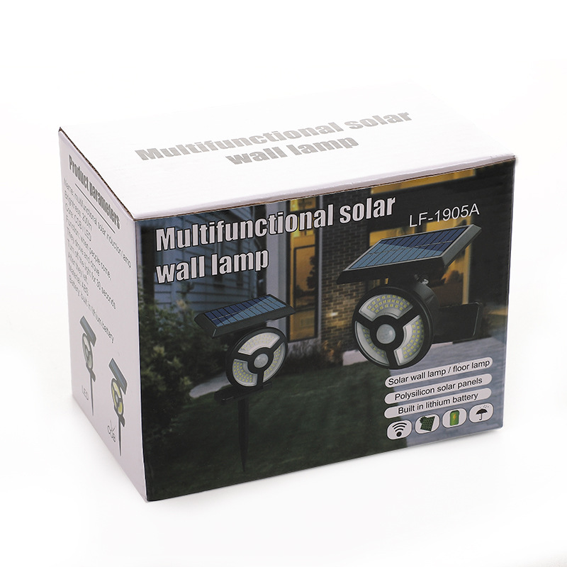 New cross-border solar wall-mounted floor plug dual-purpose lamp, led garden lighting lamp, dual-head outdoor lawn lamp pic 4