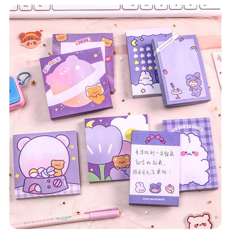 Little Rabbit and Little Bear sticky Notes on Instagram, high appearance level, girlish heart, can be stuck N times, student message notes, memo notes notebook pic 16