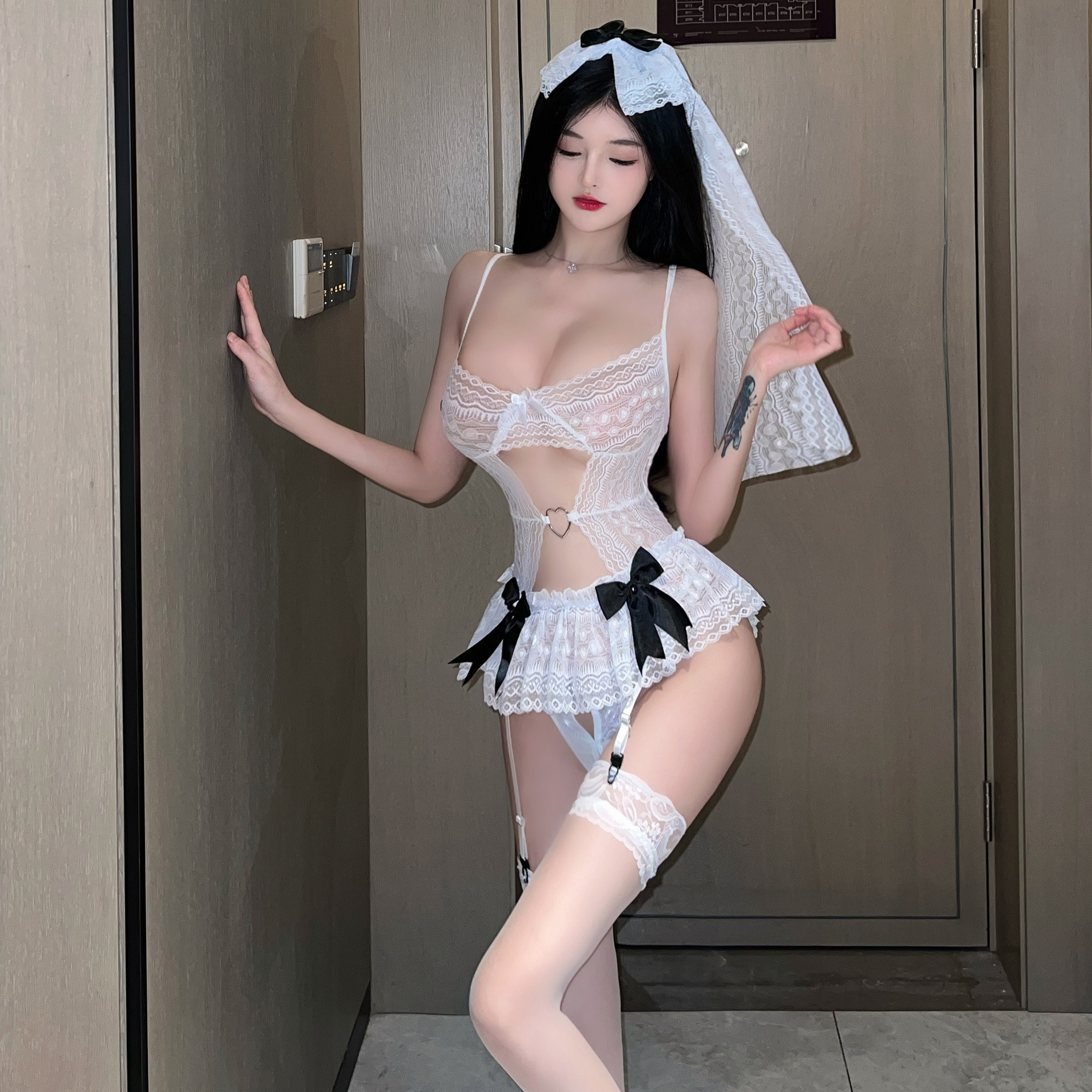 情趣内衣性感火辣小胸显大透视制服诱惑女仆纯欲套装免脱开档详情4