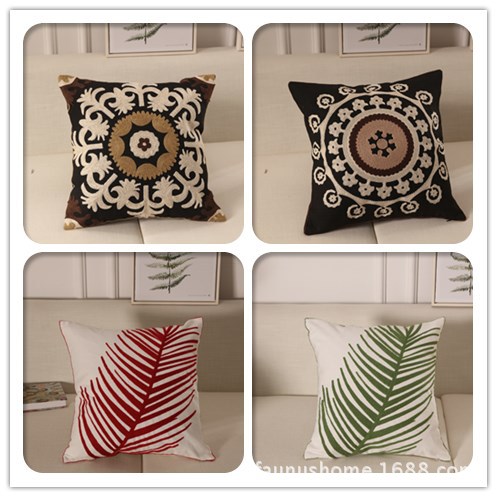 北欧简约几何线条沙发抱枕办公室棉麻刺绣靠垫外销亚马逊枕套详情12