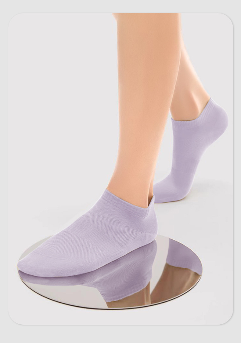 夏季女士短袜抗菌防臭网眼吸汗透气抗起球防掉跟马卡龙针织袜子女详情13