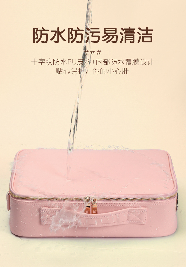 新款PU化妆包女大容量纹绣美容美发工具包化妆品收纳多层隔板套装详情6