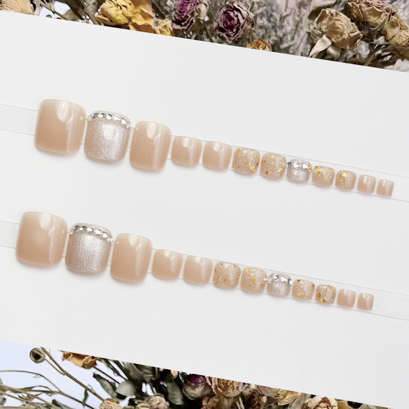 JZ-135 Wearable nail Art nail plate wholesale matte gold edge French toenail stickers detachable pieces waterproof toenails pic 18