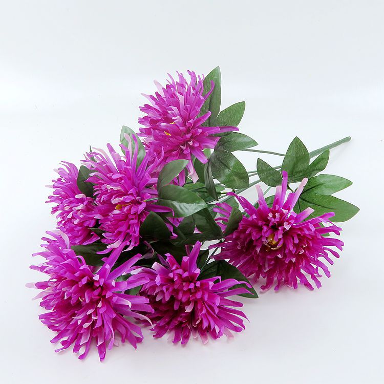 河南厂家现货批发新款仿真菊花中粗杆大把束假花七头金丝菊绢花详情23