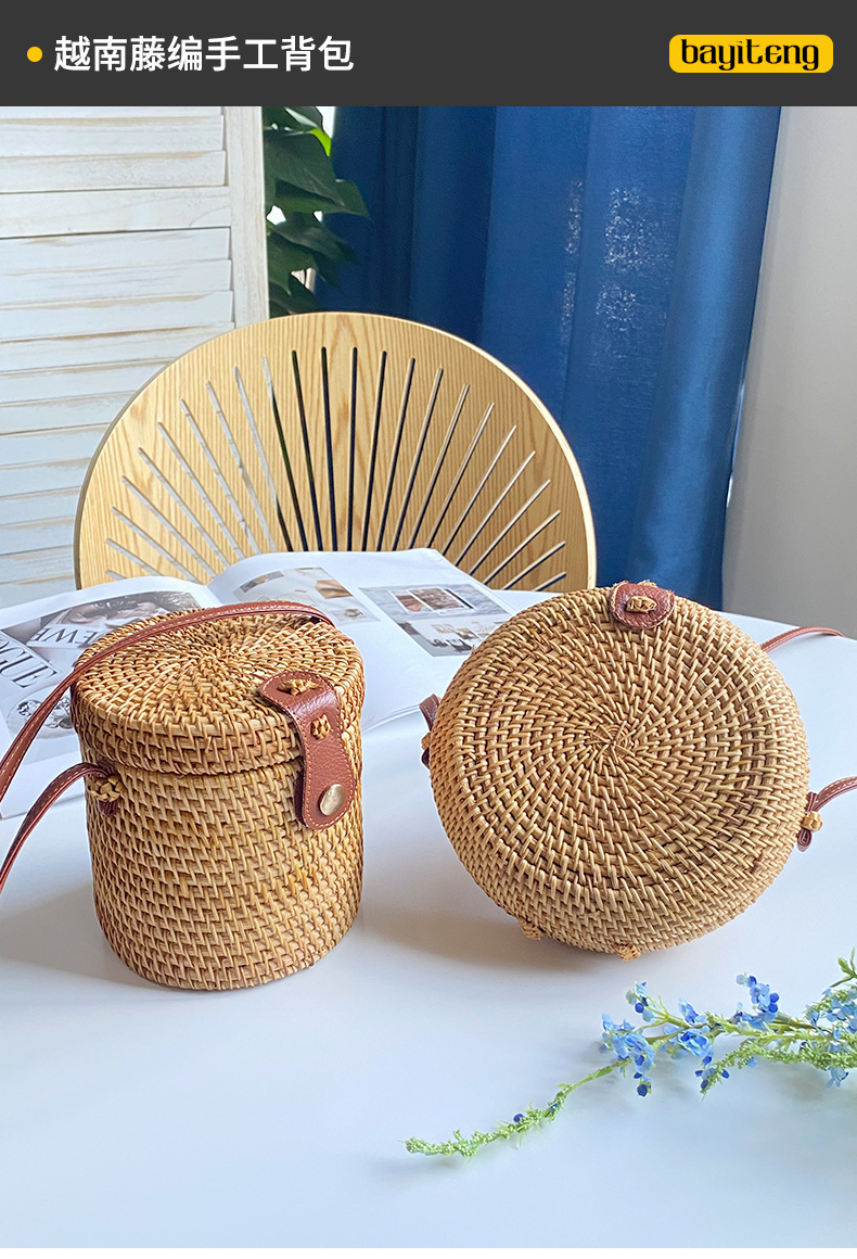 批发藤编包ins女式编织手工包篮子复古文艺手工单肩编织包详情4