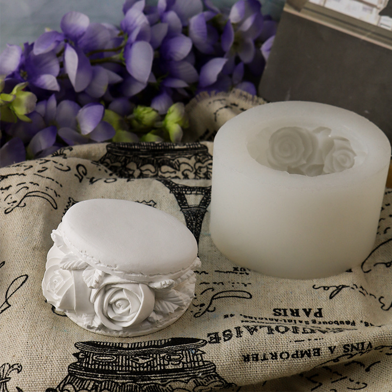 diy macaron rose decoration plaster mold Valentine's Day rose scented candle silicone mold pic 13